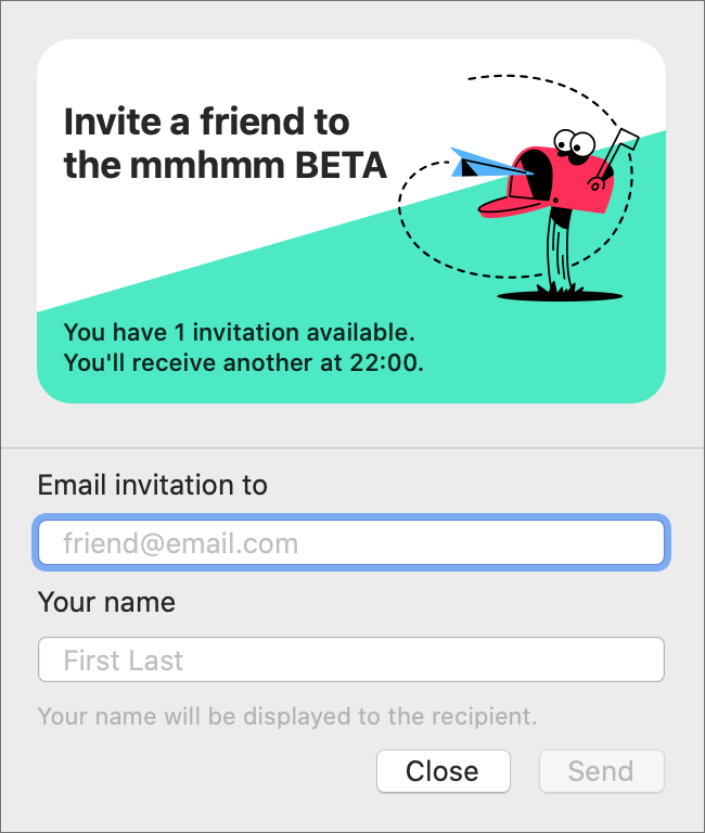 「Invite friends」画面